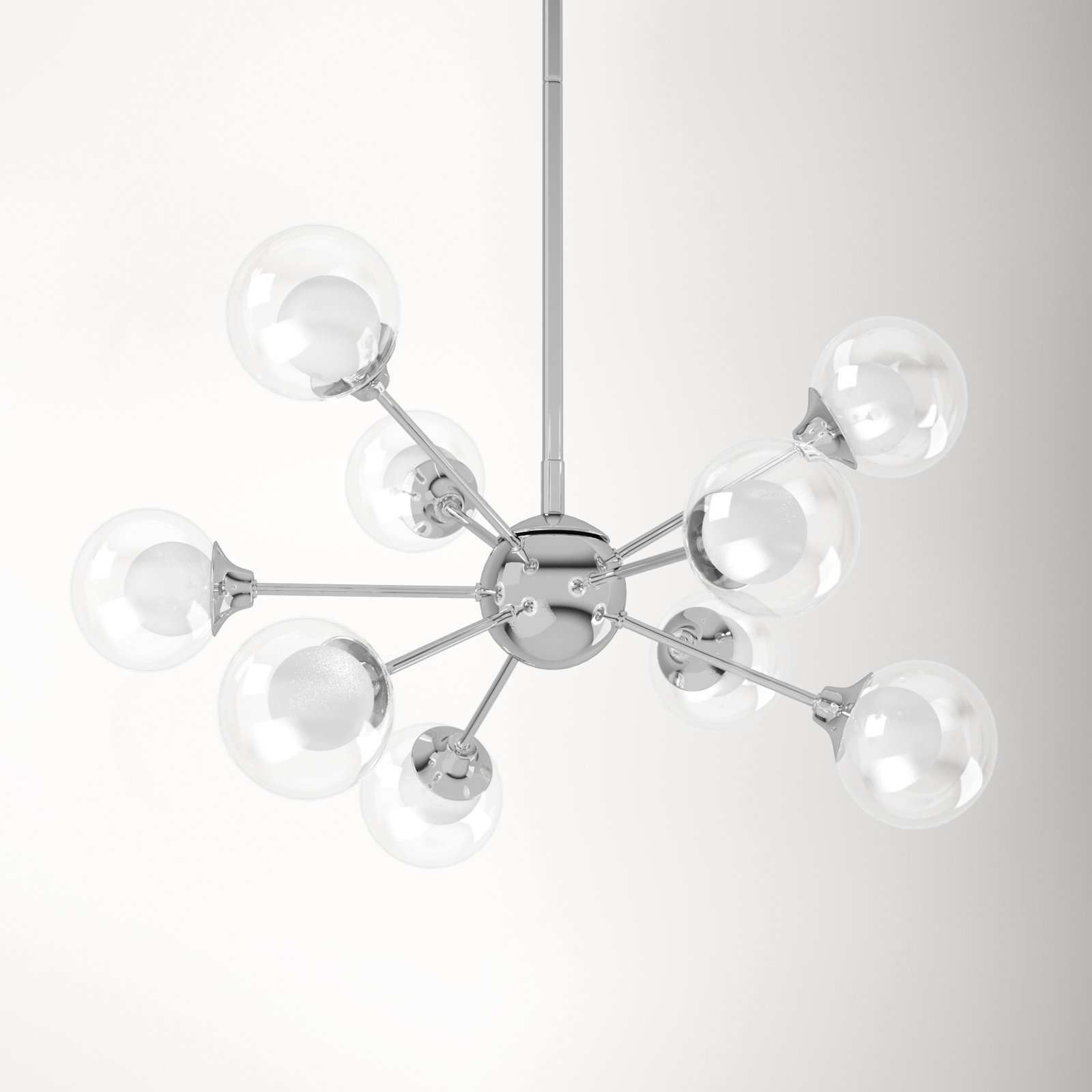 Optimist Dimmable Sputnik Chandelier, 10" H x 22.75" W x 22.75" D, Polished Chrome, 9