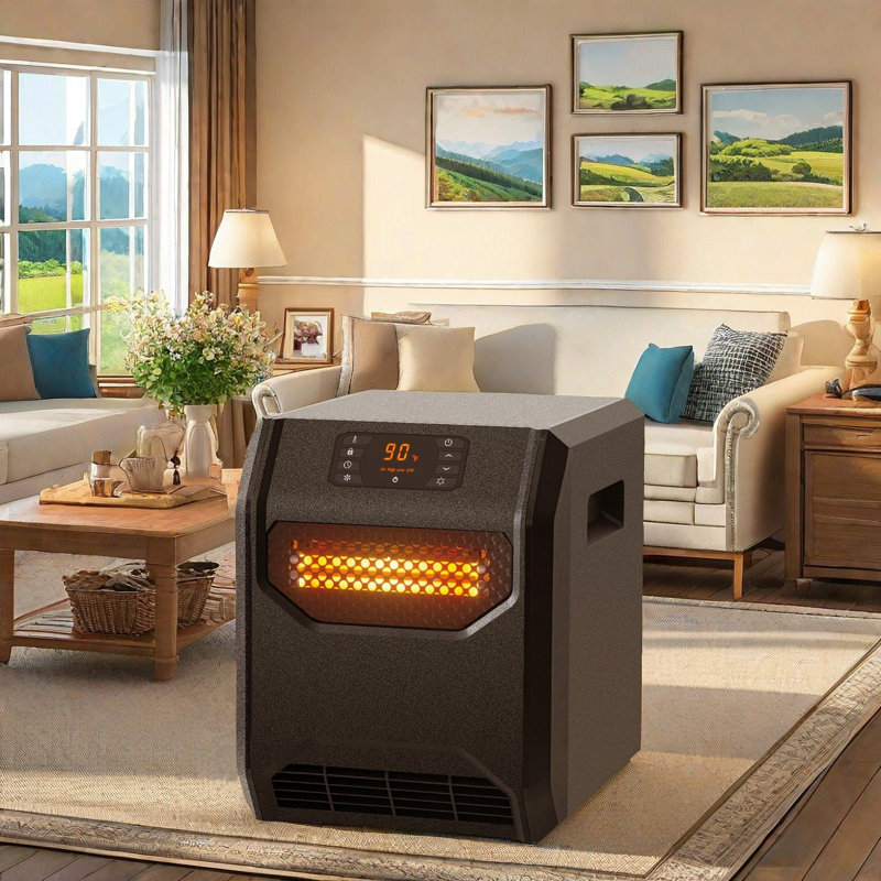 Space Heater With Uvc Air Purification, 1500W/1000W/Eco Mode, Thermostat & Temperature Control, 12-Hour Timer, Led Display, Tip-Over & Overheat Protection, Child Safety Lock, Remote Control, Compact Design