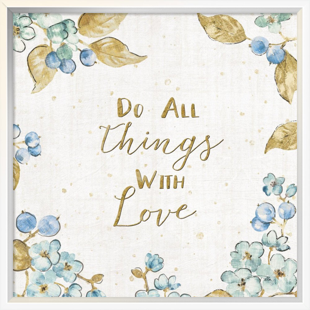 East Urban Home 'Blue Blossom V' Textual Art on Canvas | Wayfair