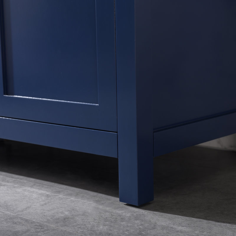 Meuble-lavabo double Ajhane, Bleu marine / doré brossé