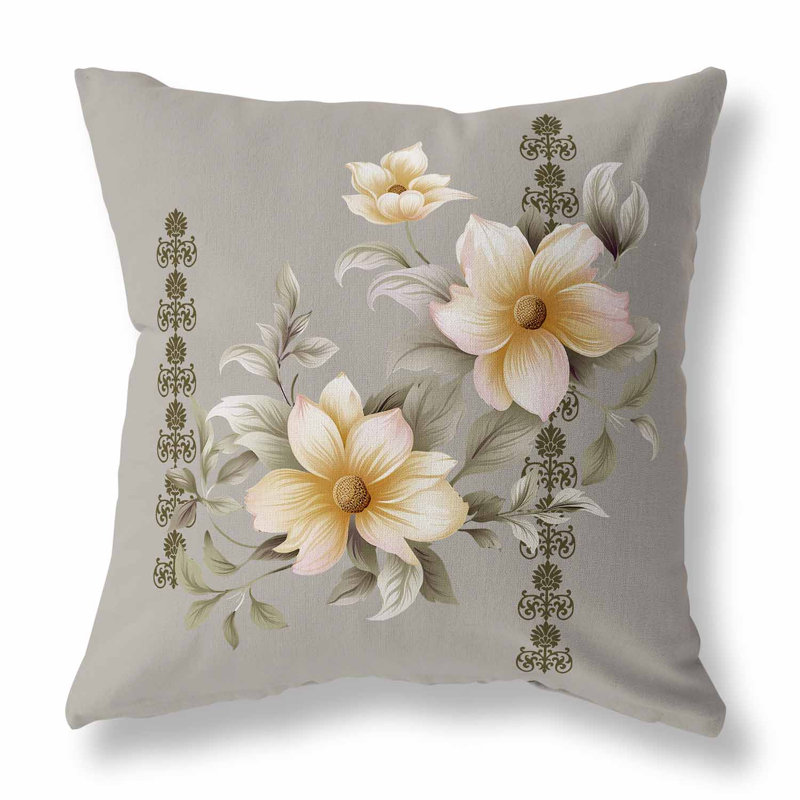 Coussin décoratif réversible intérieur / extérieur Petal Perfection, H 20 po x l 20 po, Floral jaune / vert