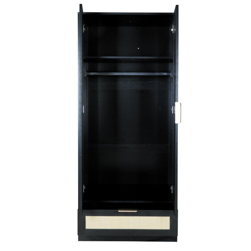 Plastic / Acrylic Wardrobe, Black, 2 door + 1 drawer