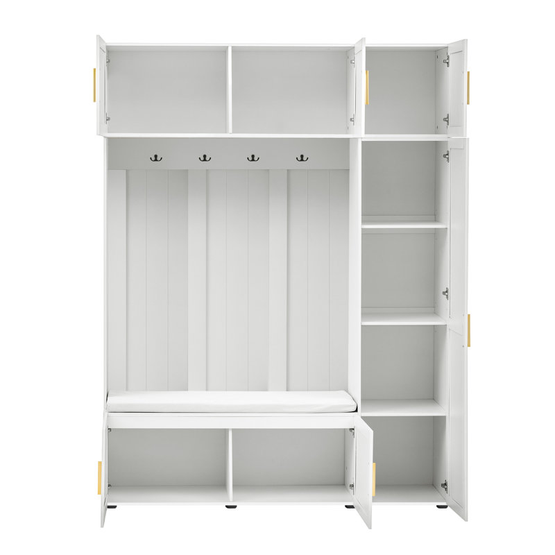 American-style Hall Tree, Particle Board + Mdf, Ancient White