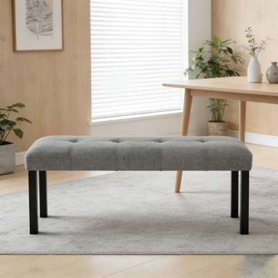 Modern Tufted Linen Dining Bench