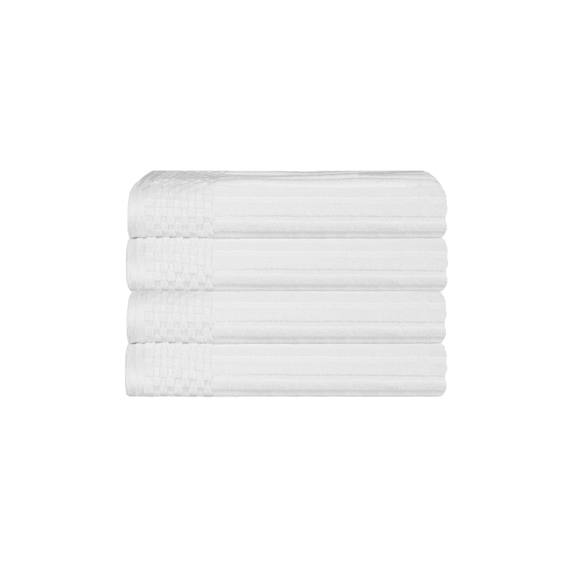 Ribbed Cotton Absorbent Heavyweight Bath Towel, White