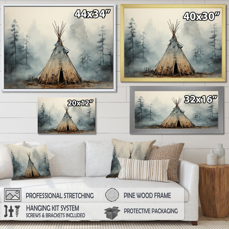 Gray Native play tent. Whispers Of Spirit On Canvas Print - Art Framed Canvas Print, 34" H x 44" W, Wrapped Canvas, No Frame