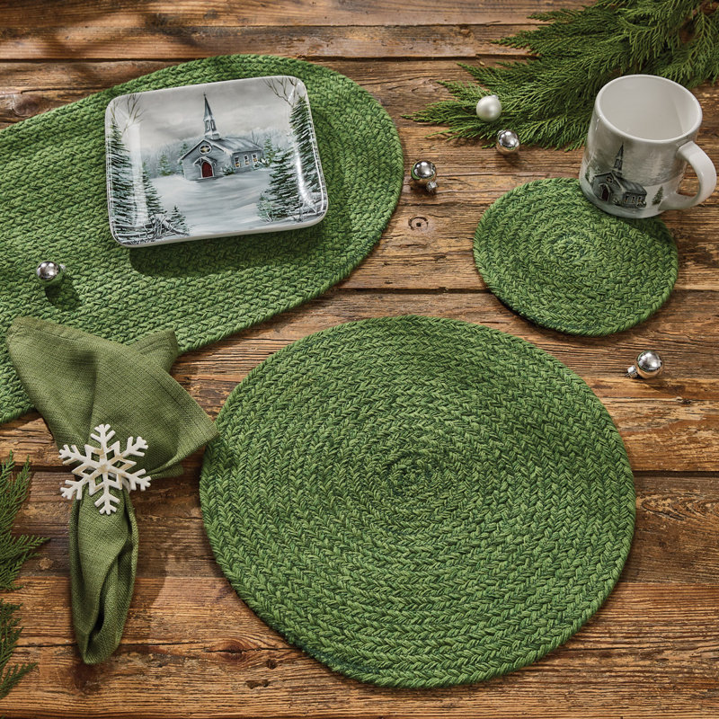 Linge de table Cilka, Tapis de couloir 36 po, Basilic, Géométrique
