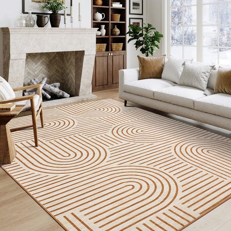 Machine Printed Area Rug, Orange, Rectangle 160 x 230 cm