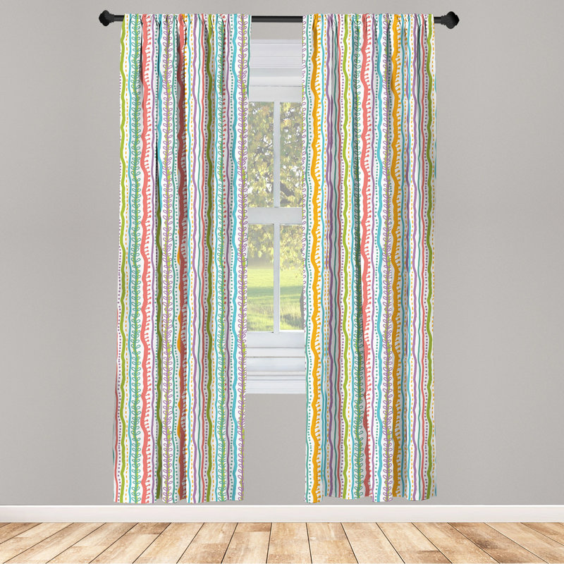 Striped Semi-Sheer Rod Pocket Curtain Panels, 28" x 95"