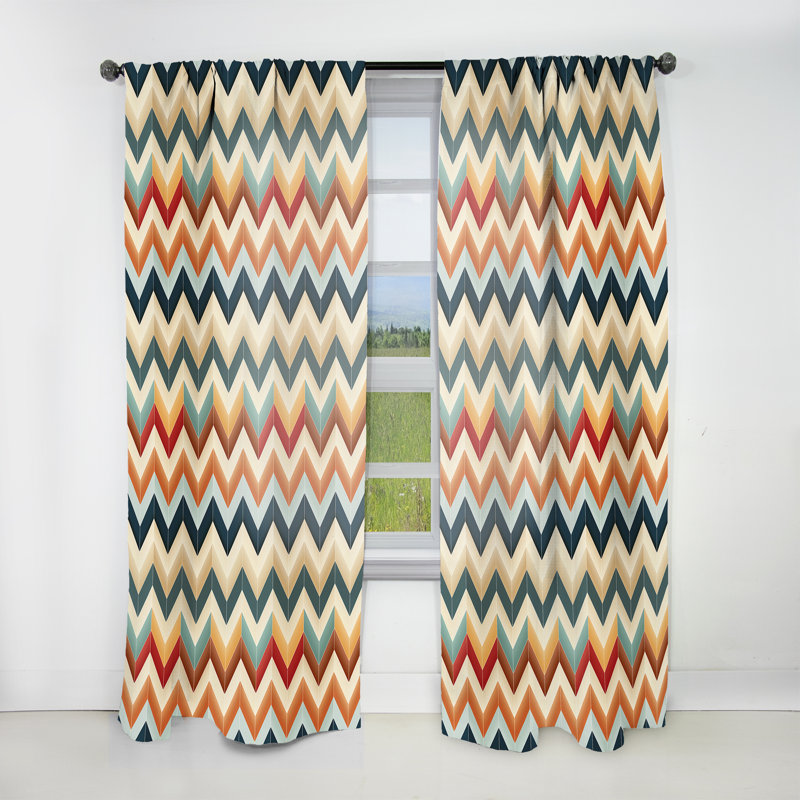 Chevron beige Chevron Elegance - Rideau à chevrons - Rideau à chevrons obscurcissant - 1 panneaux, L 52 po x L 95 po
