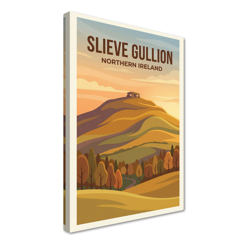 Slieve Gullion, Northern Ireland - Romantic Travel Poster Of Ancient Hill And Woodland. Giclee Print On Wrapped Canvas. Wall Art, Home Decor - Natural Landmarks, Northern Ireland - Wrapped Canvas Print