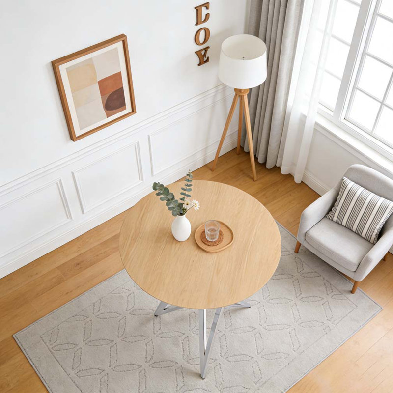Table de salle à manger ronde 37 pouces, Argent coulé