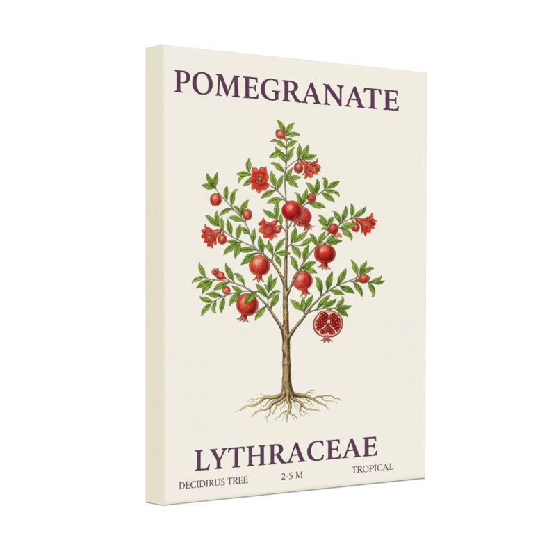 Plantes et fleurs de grenadier avec fruits rouges et feuilles vertes, H 18 po x l 12 po