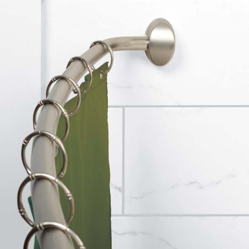 Adjustable Brushed Nickel Curved Shower Rod for 60-72 Inch Openings
