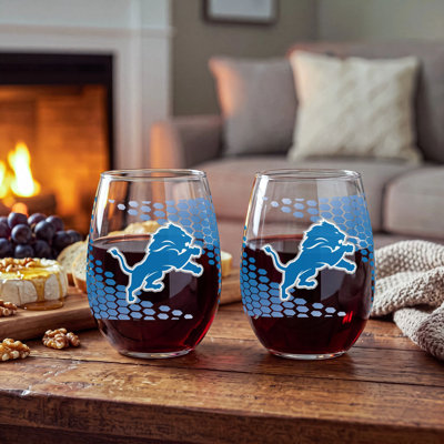 NFL Officially Licensed Stemless Wine Glass Set, 17oz, Set of 2
