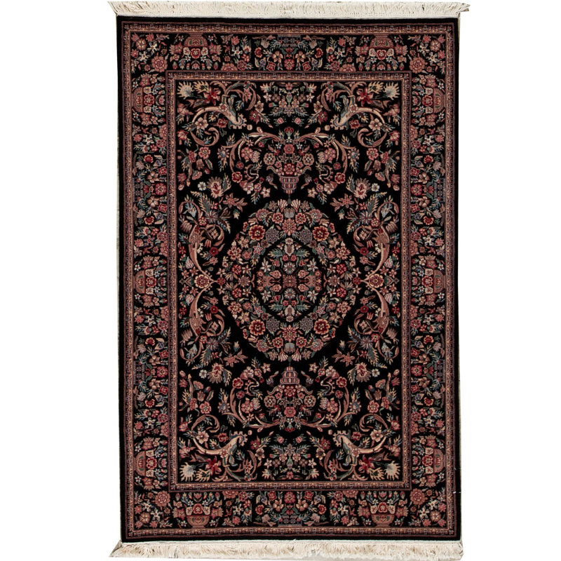 Shah Wool Oriental Area Rug in Plum/Black/Beige