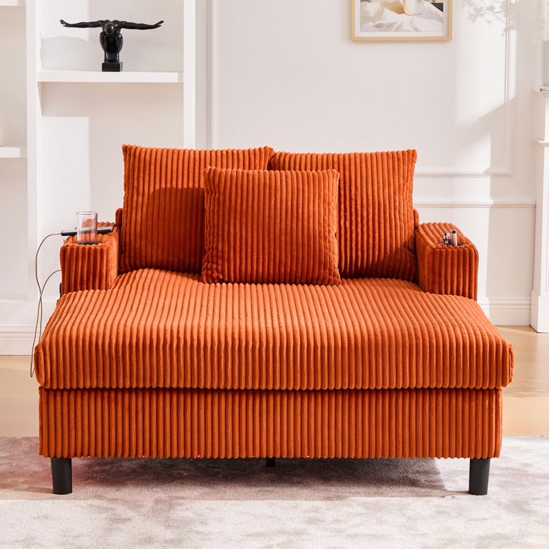 Chaise longue multifonctionnelle rembourrée, Orange