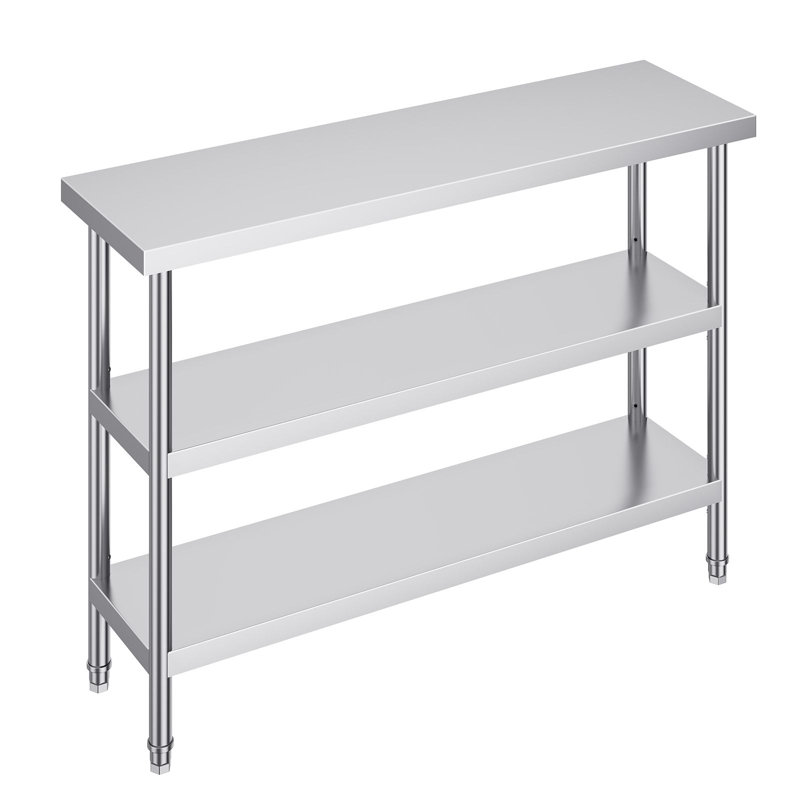 SUS201 Stainless Steel Prep Table 14 x 48 Inch 1 Piece Silver