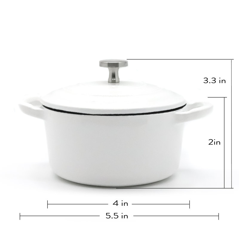 RJ LEGEND 0.25 Quarts Non-Stick Enameled Cast Iron Round Dutch Oven Set