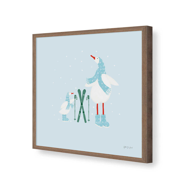 «Ducks in the Snow IV» par Yvette St. Amant, reproduction d'art, H 30 po x l 30 po, Brun