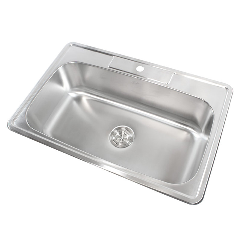 33'' Brushed Stainless Steel Single Bowl Drop-In Kitchen Sink