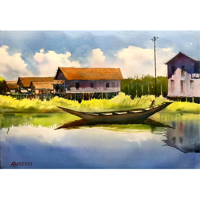 Les altruistes | Paysage champêtre | Aquarelle par Abhijeet Bahadure