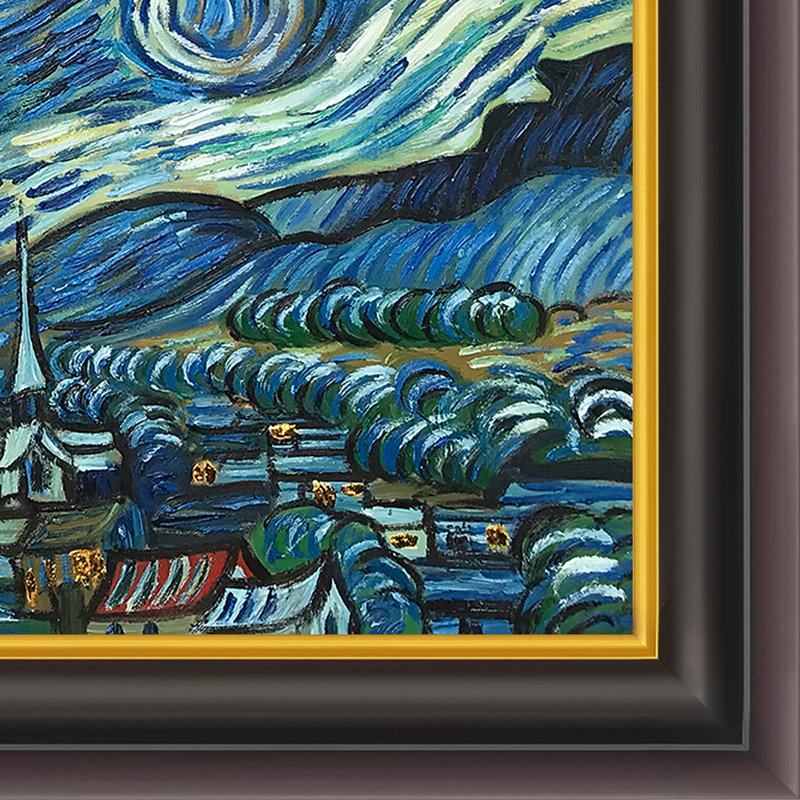Peinture sur toile, "starry night" par vincent van gogh-picture, H 24,75 po x l 28,75 po x P 2 po, Encadré opulent