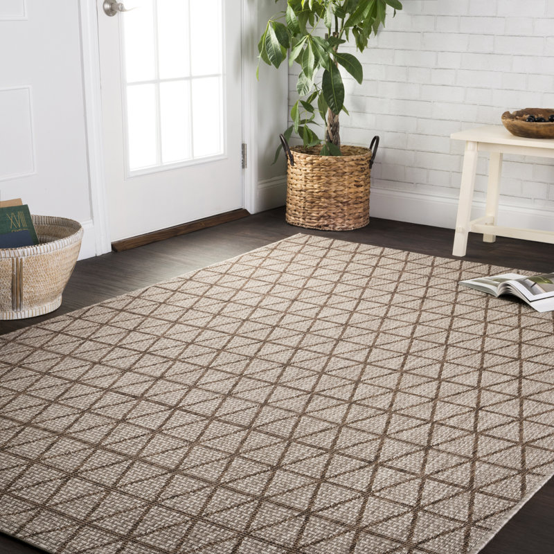 Tapis intérieur / extérieur beige / moka Hearne, Rectangle, de 3 pi 11 po x 5 pi 10 po