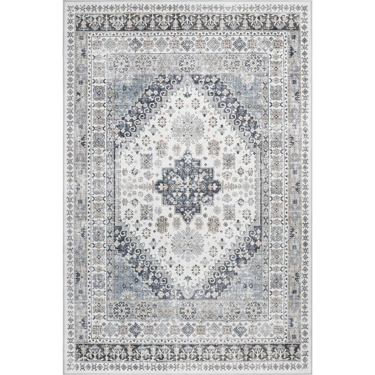 Medallion Non Slip Washable Area Rug(Grey)