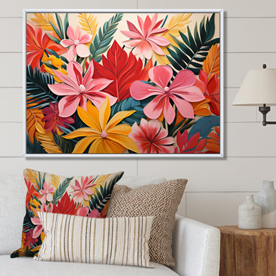 Motif de jungle tropicale rose floral II - art mural floral