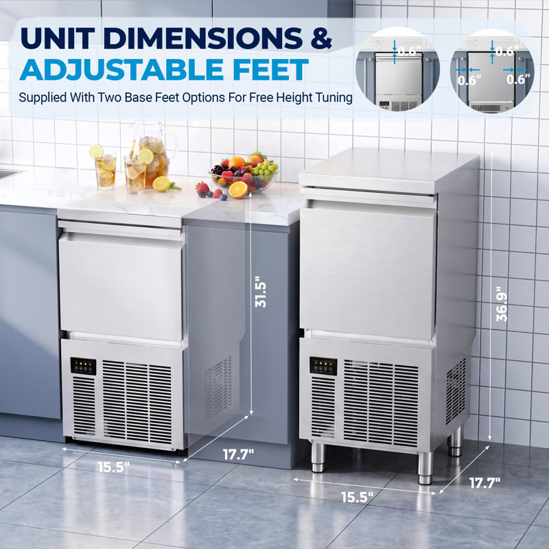 Chichef Ice Maker 75 lb. Daily Production Cube and Gourmet Clear Ice Freestanding Ice Maker
