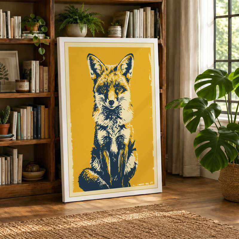 Fox in Repose Graphic - Wrapped Canvas, 30x20 - 76.2 x 50.8 cm, Sage Border