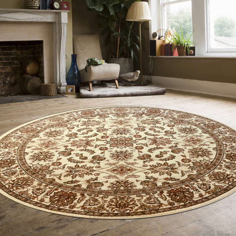 Tapis tissé à la machine Ivoire/crème Weisgerber, Rond 8 pi