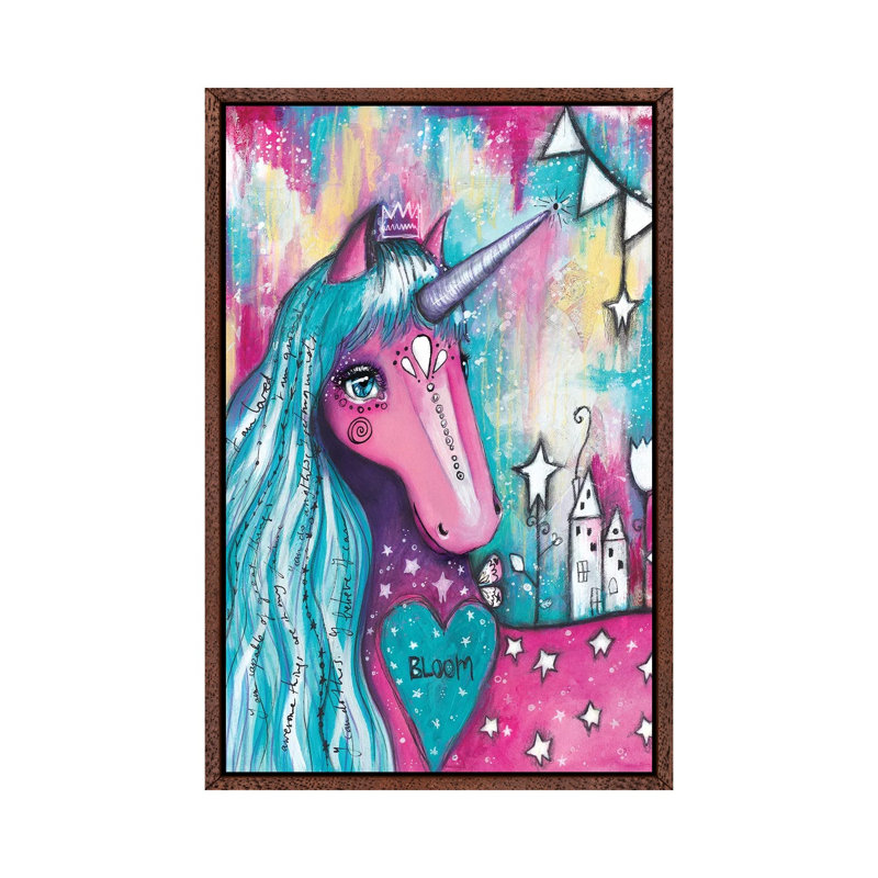 Unicorn Love by Tamara Laporte - Print on Canvas, 101.6 cm H x 66.04 cm W, Classic Brown Wood Framed