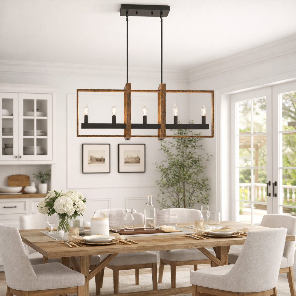 Iolande 5 - Light Dimmable Kitchen Island Square / Rectangle Pendant Loon Peak®