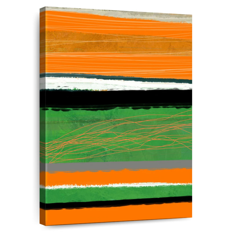Avery orange et vert abstrait II, H 24 po x l 16 po
