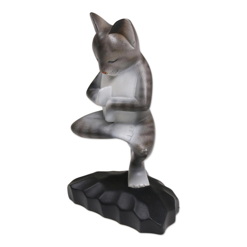 Figurine en bois yoga kitty Juba