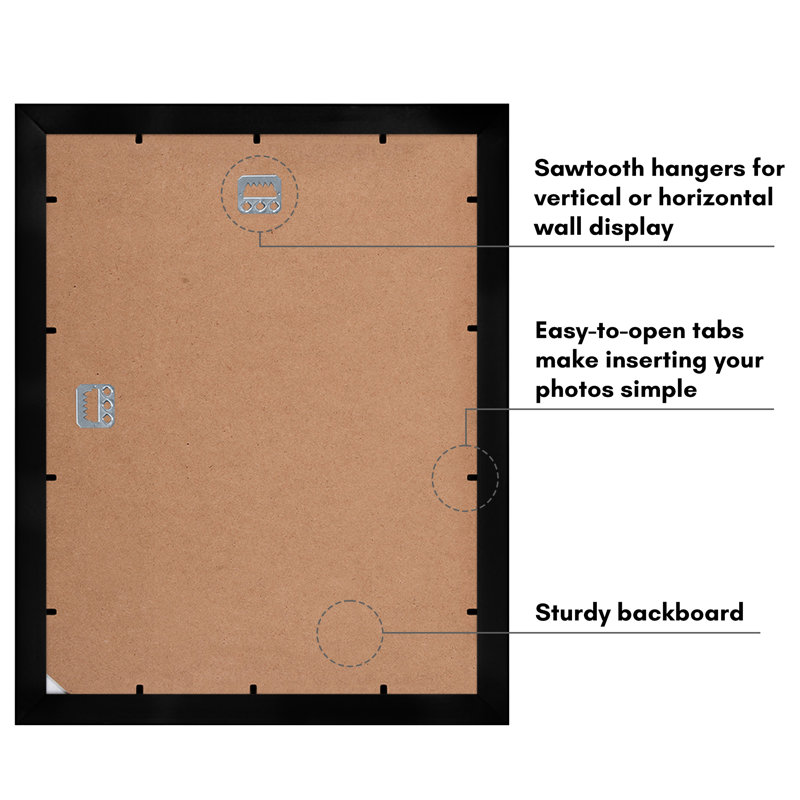 Merranda Americanflat 11x14 Collage Picture Frame - Fits Five 4x6 Photos - Shatter-Resistant Glass - Black