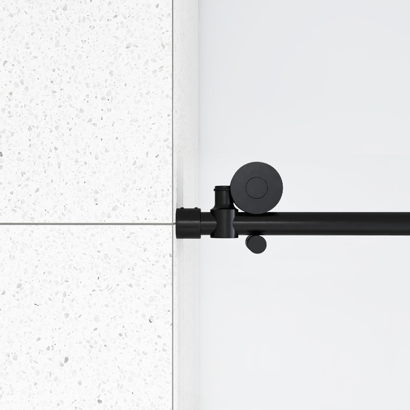 60 po X P 74 po H Porte de douche coulissante semi-sans cadre au fini noir, Noir mat