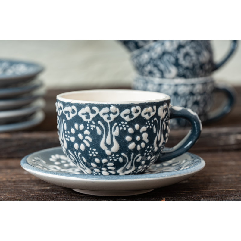 Hand Painted Ceramic Ceramic, Gray, 3.4 oz