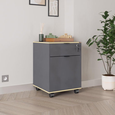 Rio Mobile Office Storage Cart With Lockable Drawer - Anthracite Grey or Matt White