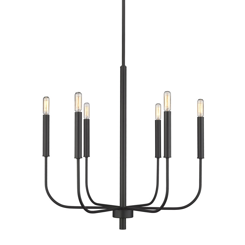 Lustre forgé à 6 lumières rustique et moderne, Noir mat