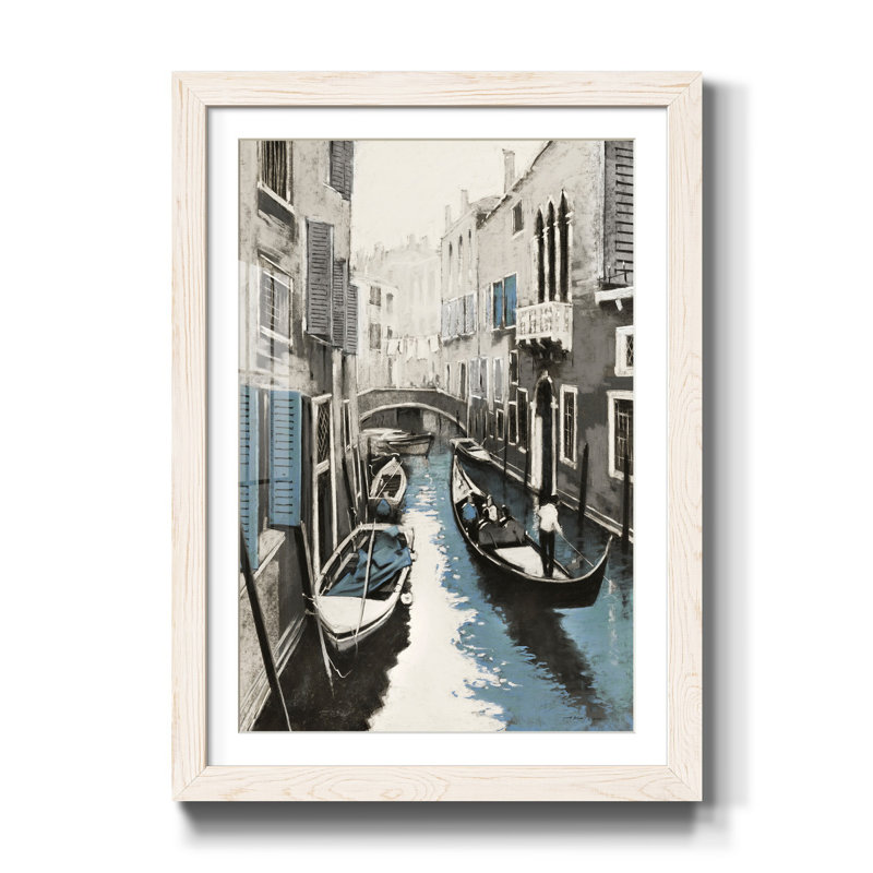 Venise II - reproduction d'art, H 37,5 po x l 27,5 po x P 1,5 po, Papier encadré blanc, Blanc