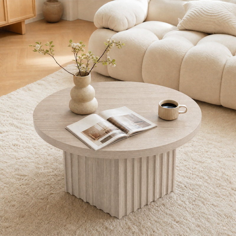 Petite table basse ronde de salon, table d'appoint industrielle moderne avec plateau résistant aux égratignures pour les appartements, noyer