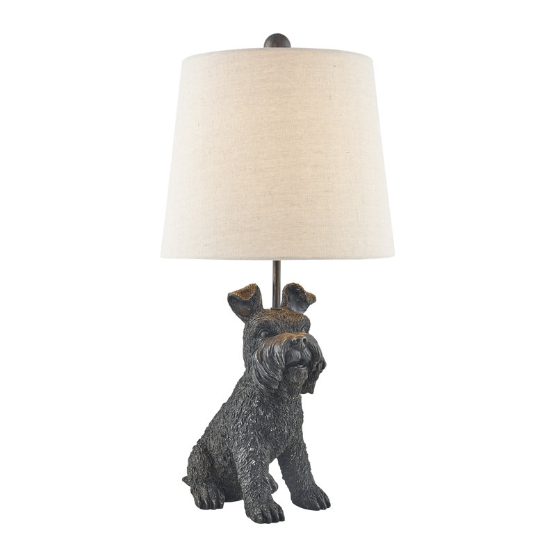 Lampe de table en résine noire 23,5 "avec abat-jour Schnauzer, Noir, Beige