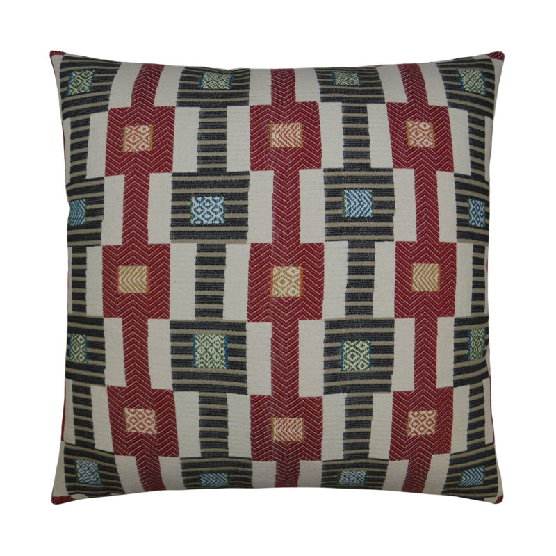 Zanzibar Geometric Throw Pillow, Red, Square 24"