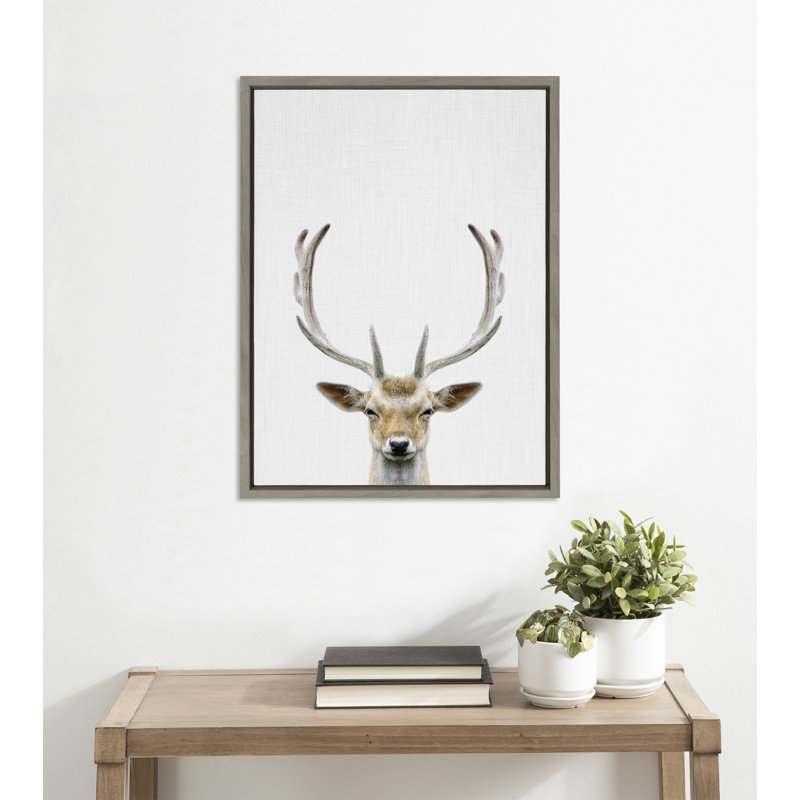 «Deer Color» par Simon Te, reproduction d'art sur toile encadrée, H 24 po x l 18 po x P 1,62 po, Gris