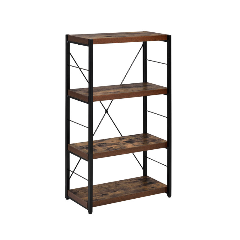 Bibliothèque à 3 tablettes en chêne patiné et noir pour une chambre à coucher de style moderne