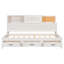 Lit de jour simple en bois avec 3 tiroirs de rangement, tablette souple supérieure, tablette et ensemble de douilles et ports USB, blanc