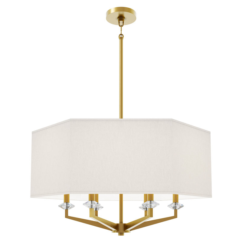 Jacqueline Pendant - 6-Light - Modern Brass - Oyster Linen, Oyster Linen, Modern Brass